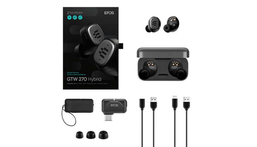 GTW 270 Hybrid Closed Acoustic Wireless Earbuds with Dongle